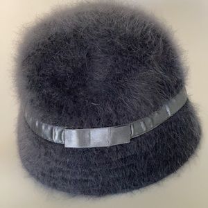 ANGORA Women’s Hat,Gray hat and ribbon, vintage style
